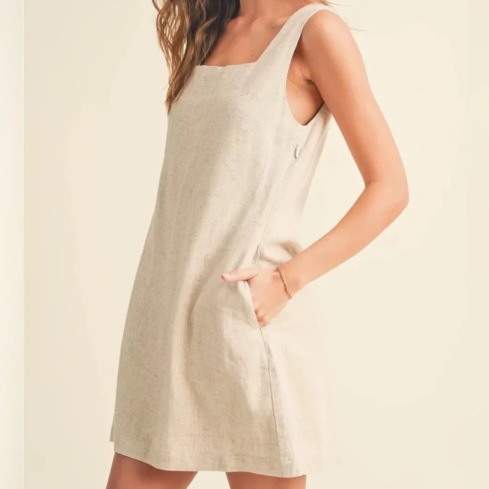 Oatmeal Linen Dress - Picture 4 of 5